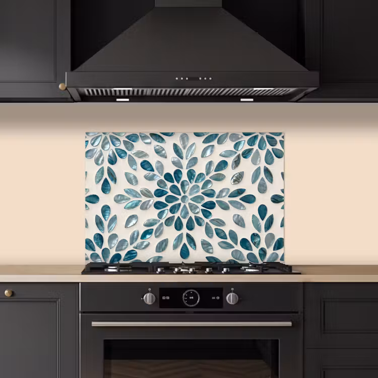 Salpicaderos de cocina - Estampado - Hojas - Abstracto - Moderno - Turquesa — 5