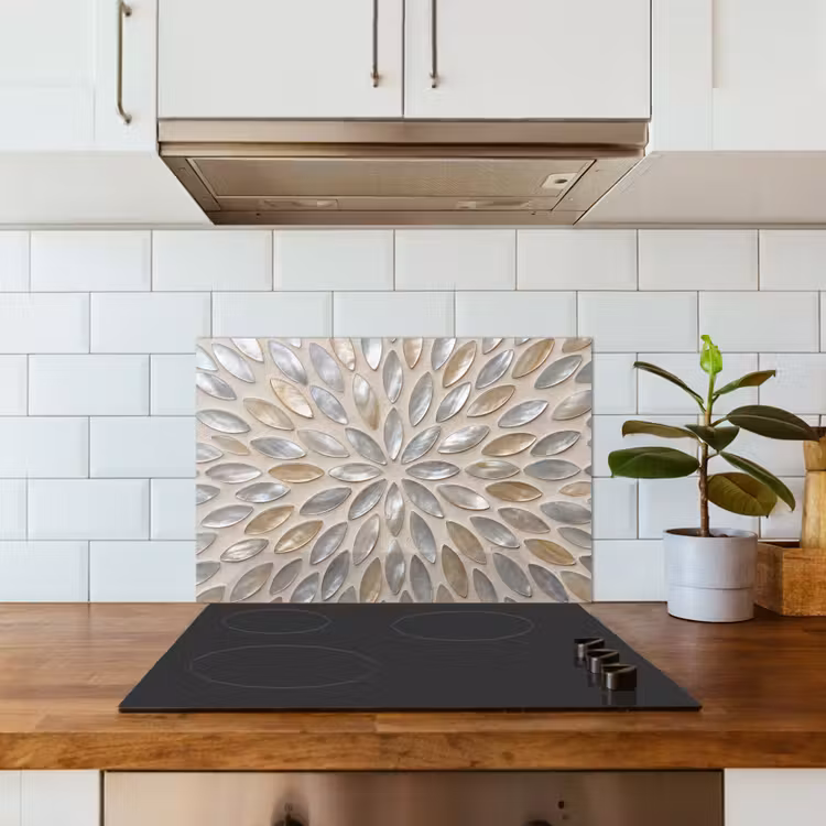 Salpicaderos de cocina - Estampado - Ovalado - Brillante - Abstracto - Beige — 3