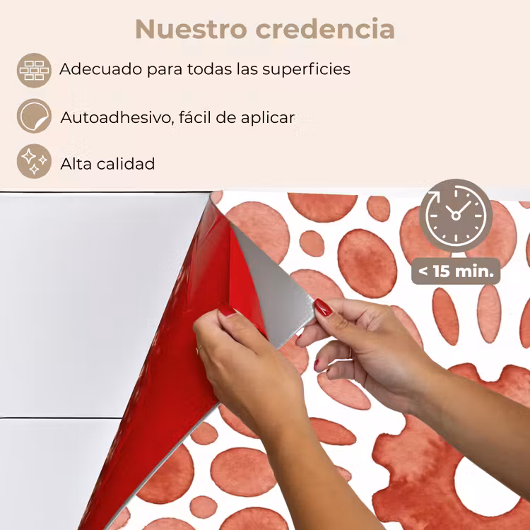 Salpicaderos de cocina - Motivo - Círculos - Abstracto - Moderno - Rojo — 4
