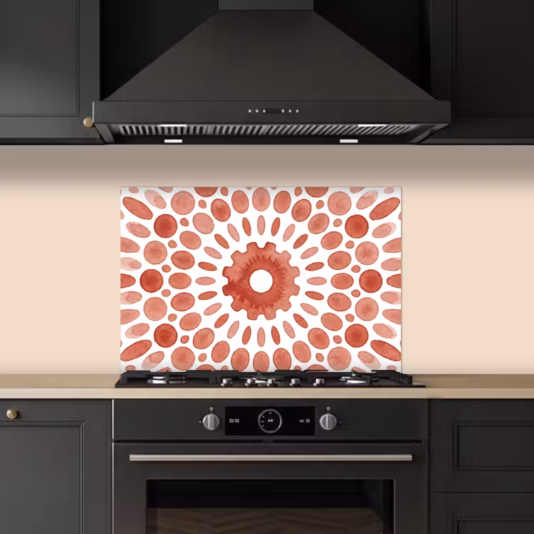 Salpicaderos de cocina - Motivo - Círculos - Abstracto - Moderno - Rojo — 5