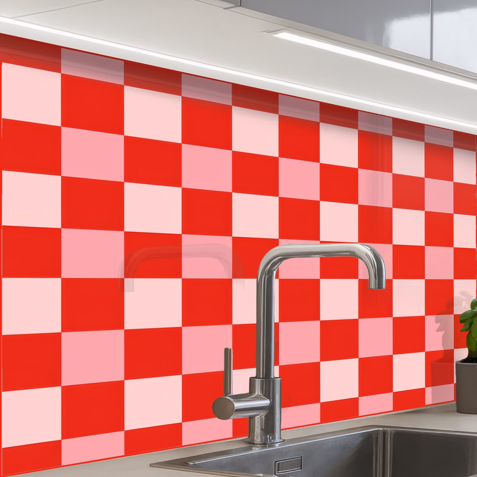 Revestimiento cocina - Cuadrado - Clásico - Rojo — 1