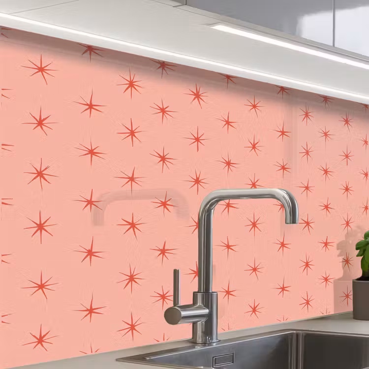Revestimiento cocina - Estrellas - Patrón - Naranja — 1