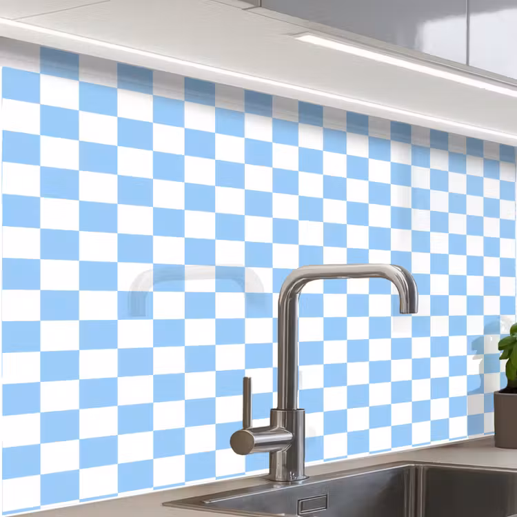 Revestimiento cocina - Tablero de ajedrez - Clásico - Azul — 1
