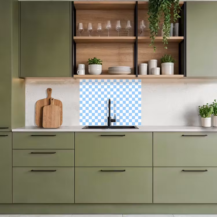 Revestimiento cocina - Tablero de ajedrez - Clásico - Azul — 7