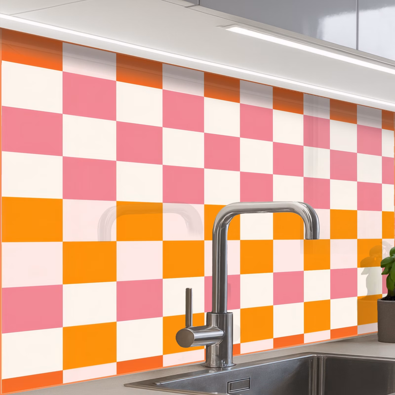 Revestimiento cocina - Cuadrado - Patrón - Naranja — 1