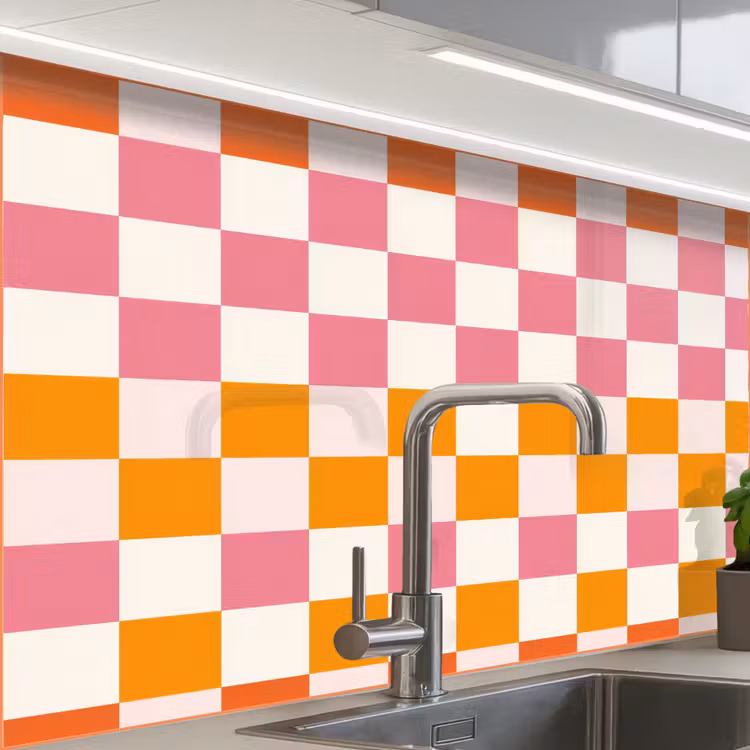 Revestimiento cocina - Cuadrado - Patrón - Naranja — 1