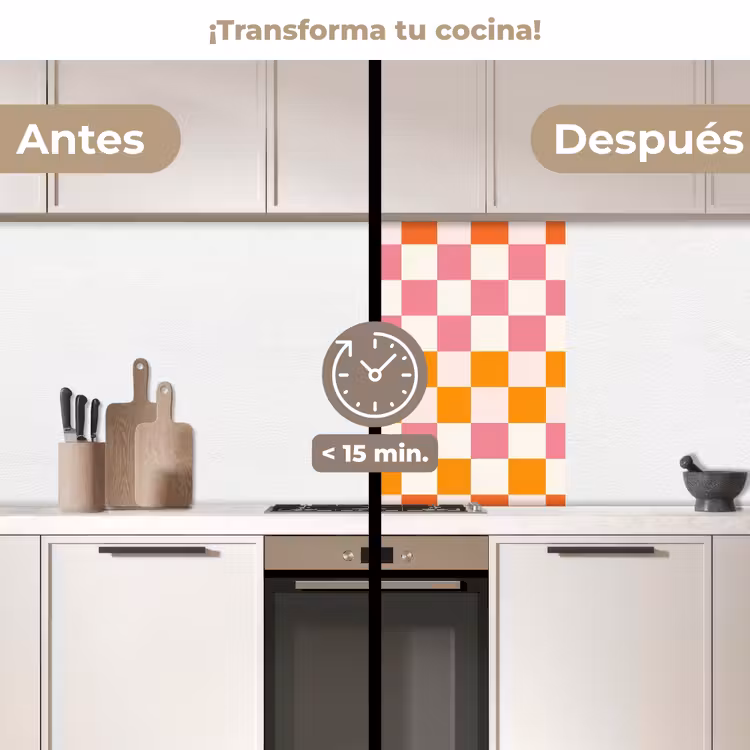 Revestimiento cocina - Cuadrado - Patrón - Naranja — 2