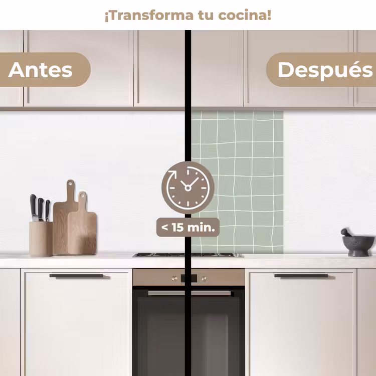 Revestimiento cocina - Diseño a cuadros - Ondulado - Verde — 2