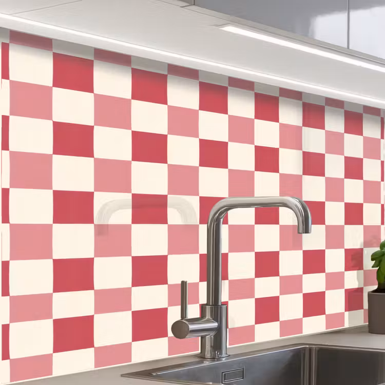 Revestimiento cocina - Patrón - Ajedrez - Rosa — 1