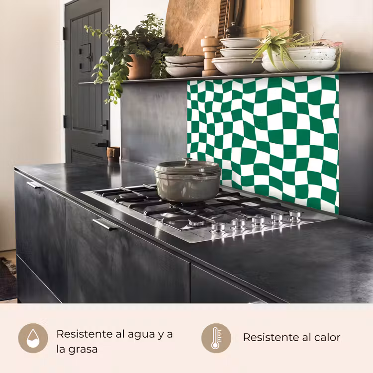 Revestimiento cocina - Tablero de ajedrez - Ondulado - Verde — 4