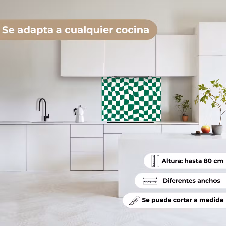 Revestimiento cocina - Tablero de ajedrez - Ondulado - Verde — 6