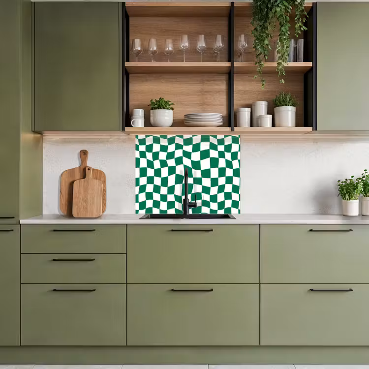 Revestimiento cocina - Tablero de ajedrez - Ondulado - Verde — 7