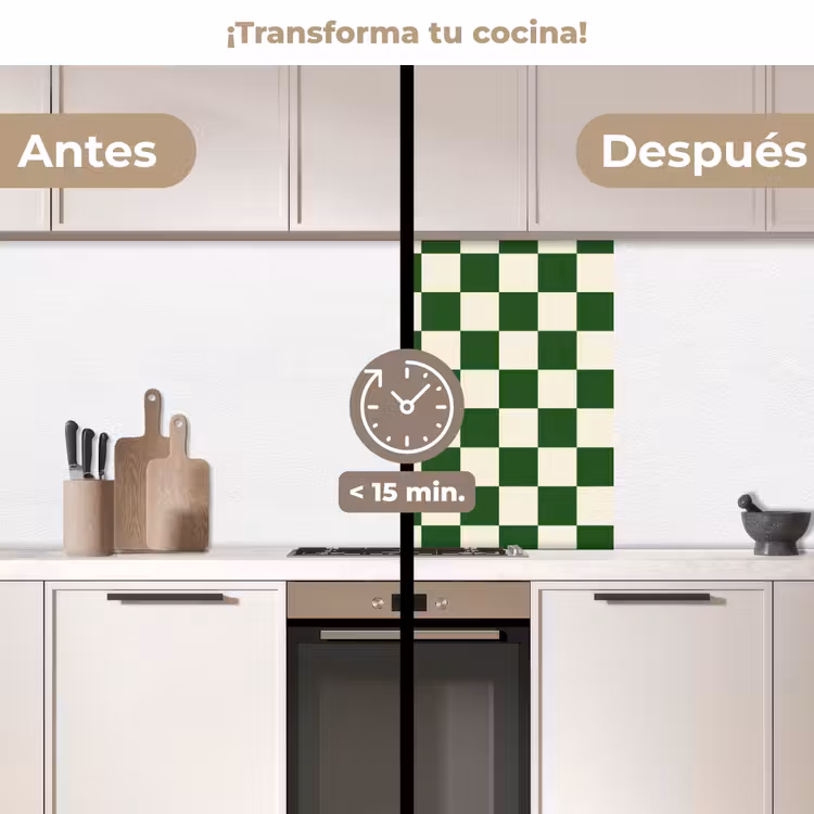 Revestimiento cocina - Tablero de ajedrez - Patrón - Verde — 2