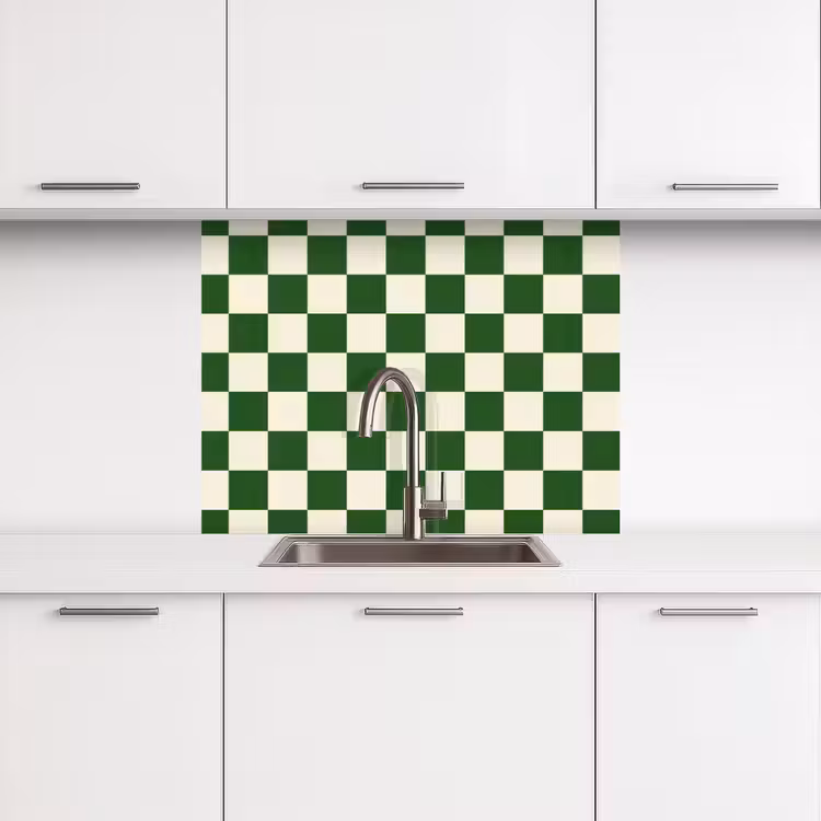 Revestimiento cocina - Tablero de ajedrez - Patrón - Verde — 3