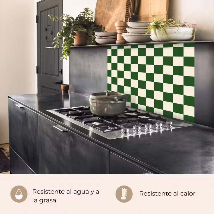 Revestimiento cocina - Tablero de ajedrez - Patrón - Verde — 4
