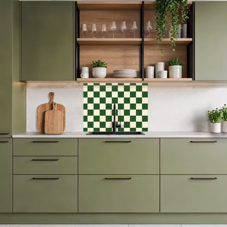 Revestimiento cocina - Tablero de ajedrez - Patrón - Verde — 7