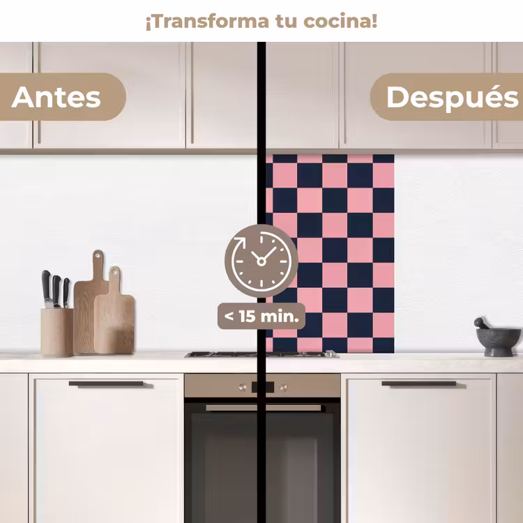 Revestimiento cocina - Tradicional - Patrón - Azul - Rosa — 2