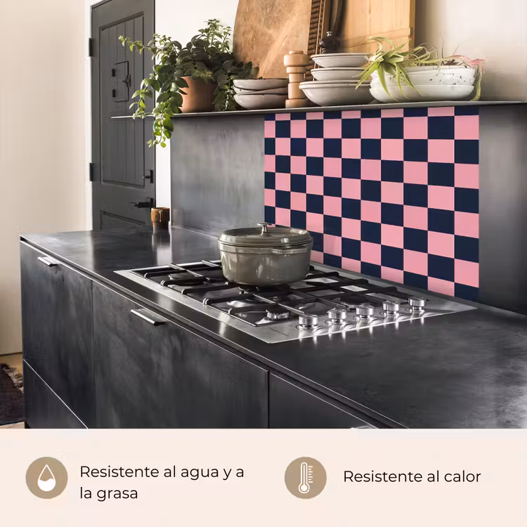 Revestimiento cocina - Tradicional - Patrón - Azul - Rosa — 4