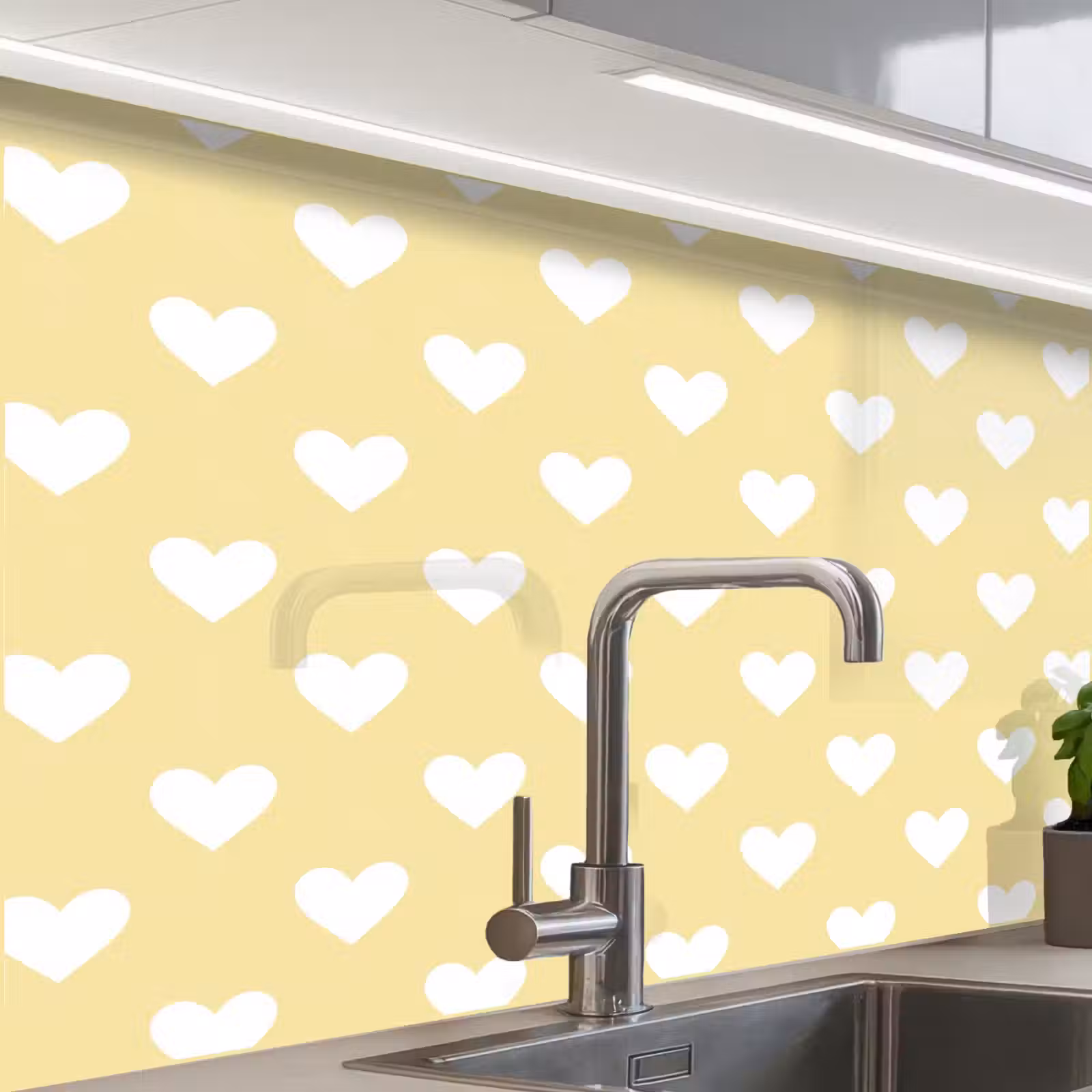 Revestimiento cocina - Corazones - Patrón - Amarillo — 1