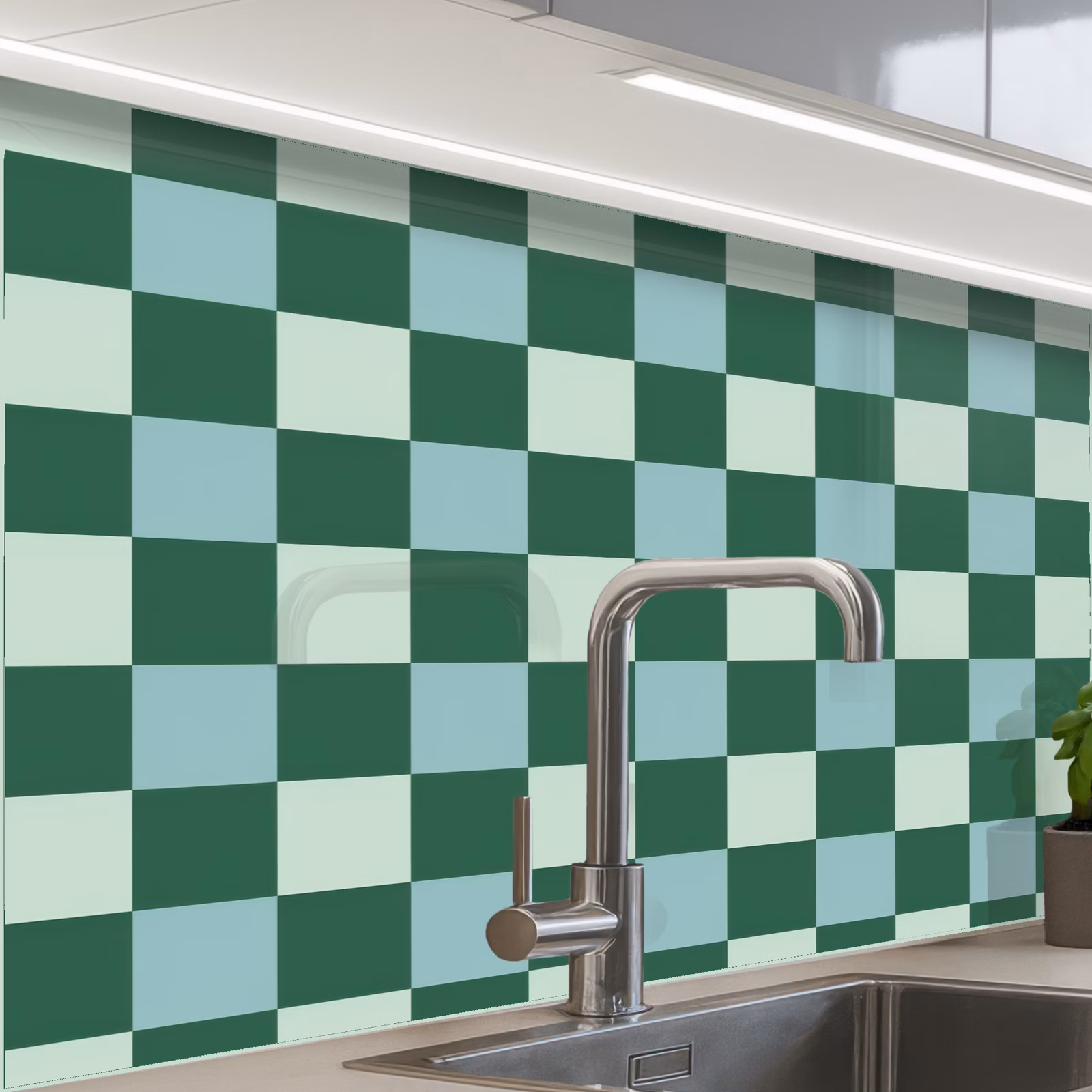 Revestimiento cocina - Tablero de ajedrez - Clásico - Verde — 1