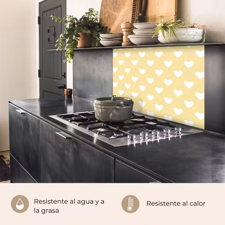 Revestimiento cocina - Corazones - Patrón - Amarillo — 4