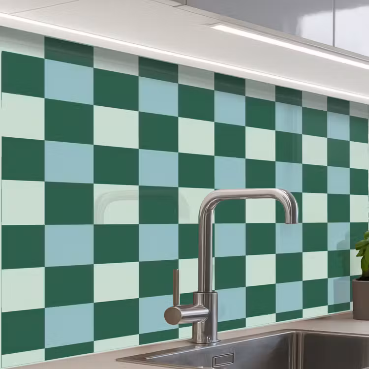 Revestimiento cocina - Tablero de ajedrez - Clásico - Verde — 1