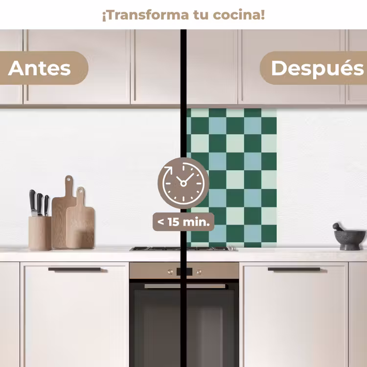 Revestimiento cocina - Tablero de ajedrez - Clásico - Verde — 2