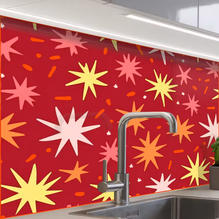 Revestimiento cocina - Estrellas - Juguetón - Rojo — 1