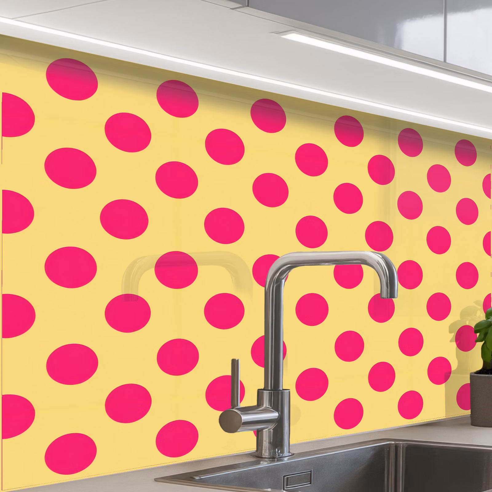 Revestimiento cocina - Rosa - Lunares - Amarillo — 1
