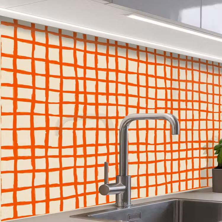 Revestimiento cocina - Patrón - Líneas - Naranja — 1