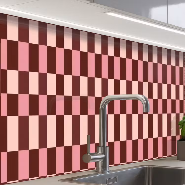 Revestimiento cocina - Rosa - Rojo - Cubos — 1