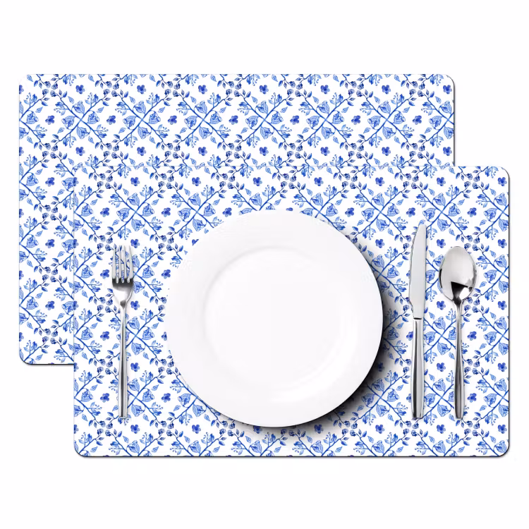 Salvamanteles - Mosaico de flores azul de Delft — 2