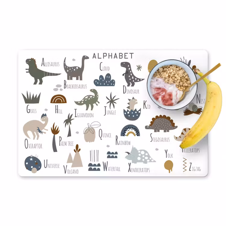 Salvamanteles - Guardería - Letras - Dinosaurio - Niños - Niñas - Niños — 1