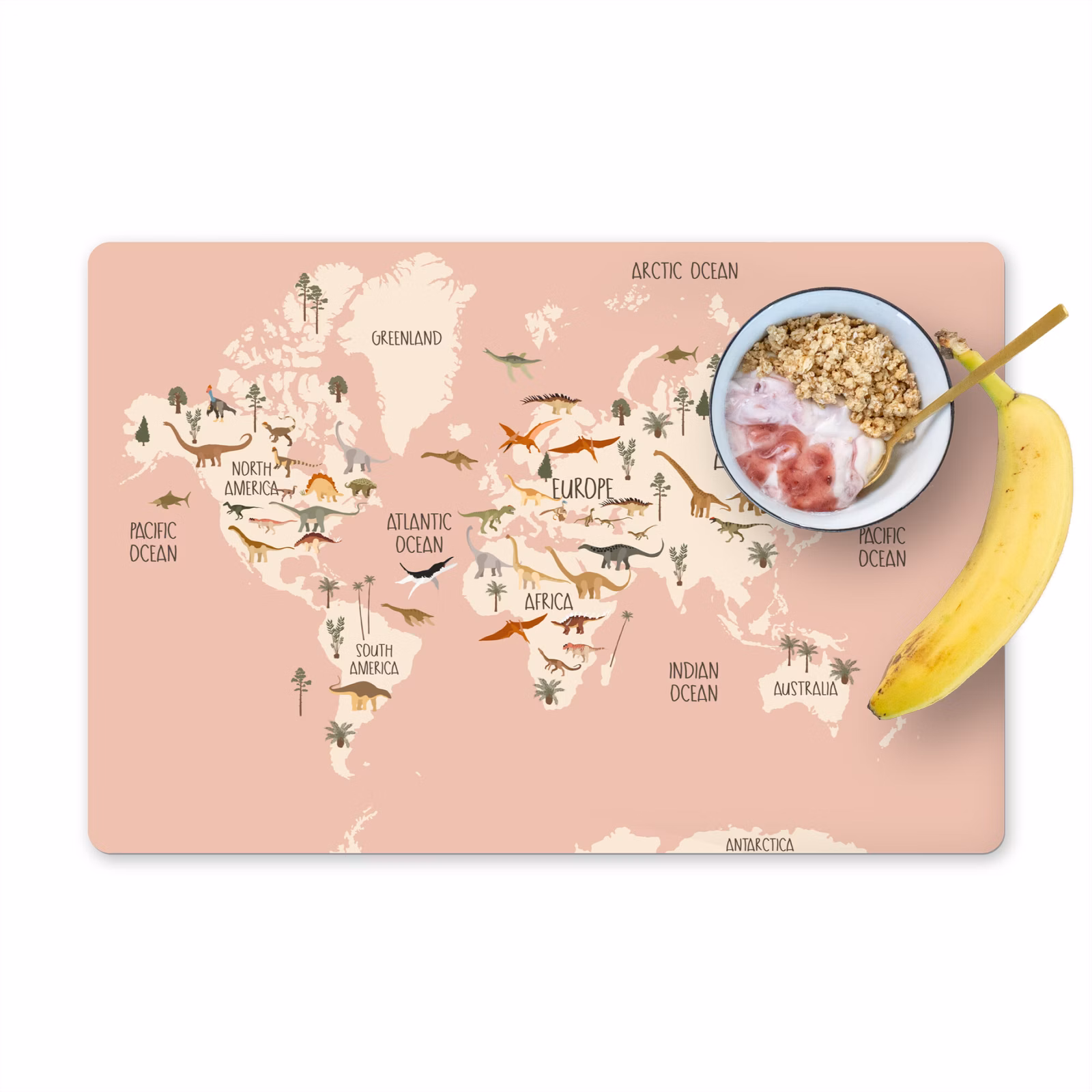 Salvamanteles - Mapa del mundo - Habitación infantil - Dino's - Niñas - Niños - Rosa — 1