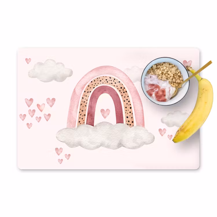 Salvamanteles - Arco iris - Corazones - Rosa - Acuarela - Niñas — 1