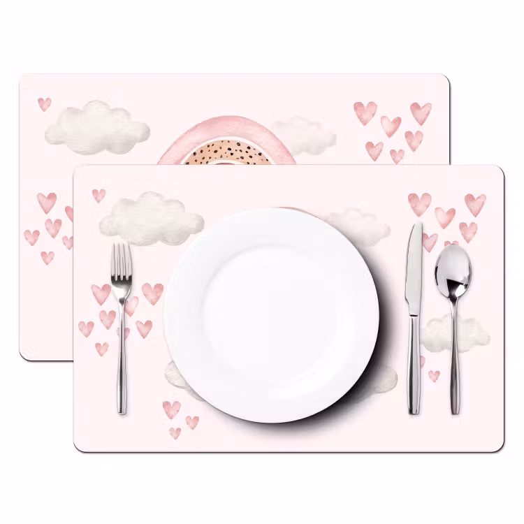 Salvamanteles - Arco iris - Corazones - Rosa - Acuarela - Niñas — 2