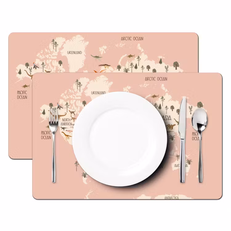 Salvamanteles - Mapa del mundo - Habitación infantil - Dino's - Niñas - Niños - Rosa — 2