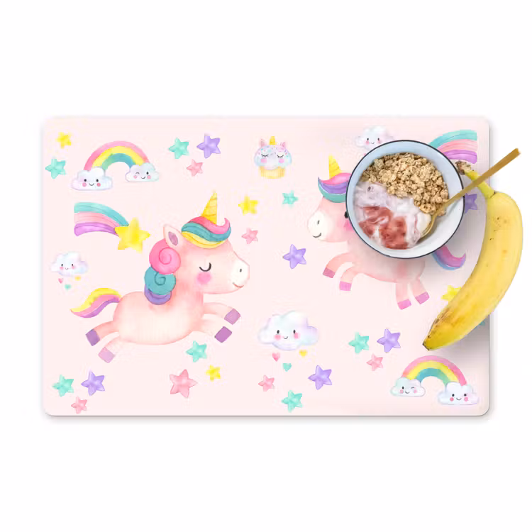 Salvamanteles - Unicornio - arco iris - Rosa - Niña - Niños — 1