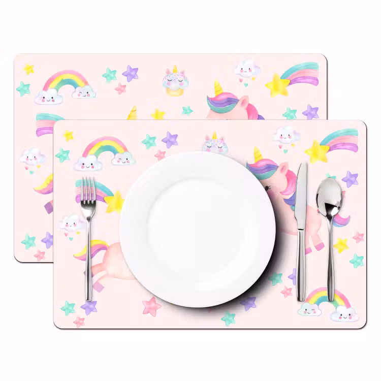 Salvamanteles - Unicornio - arco iris - Rosa - Niña - Niños — 2