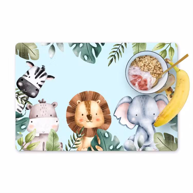Salvamanteles - Fauna - Niños - Azul - Acuarela - Hojas — 1