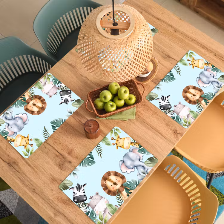 Salvamanteles - Fauna - Niños - Azul - Acuarela - Hojas — 3