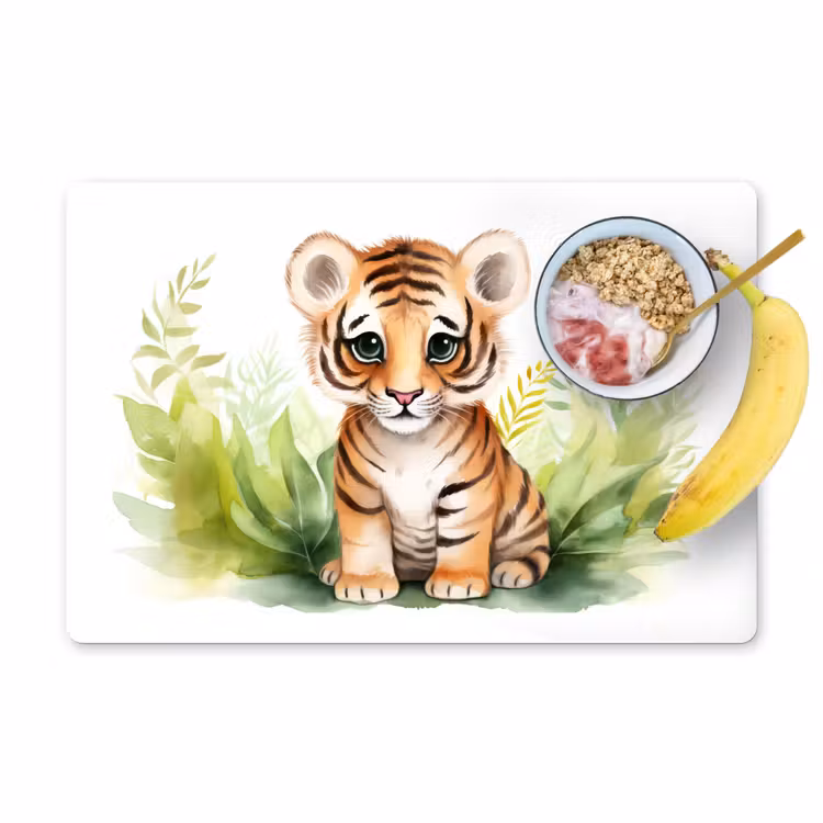 Salvamanteles - Tigre - Plantas - Niño - Acuarela - Vida salvaje — 1