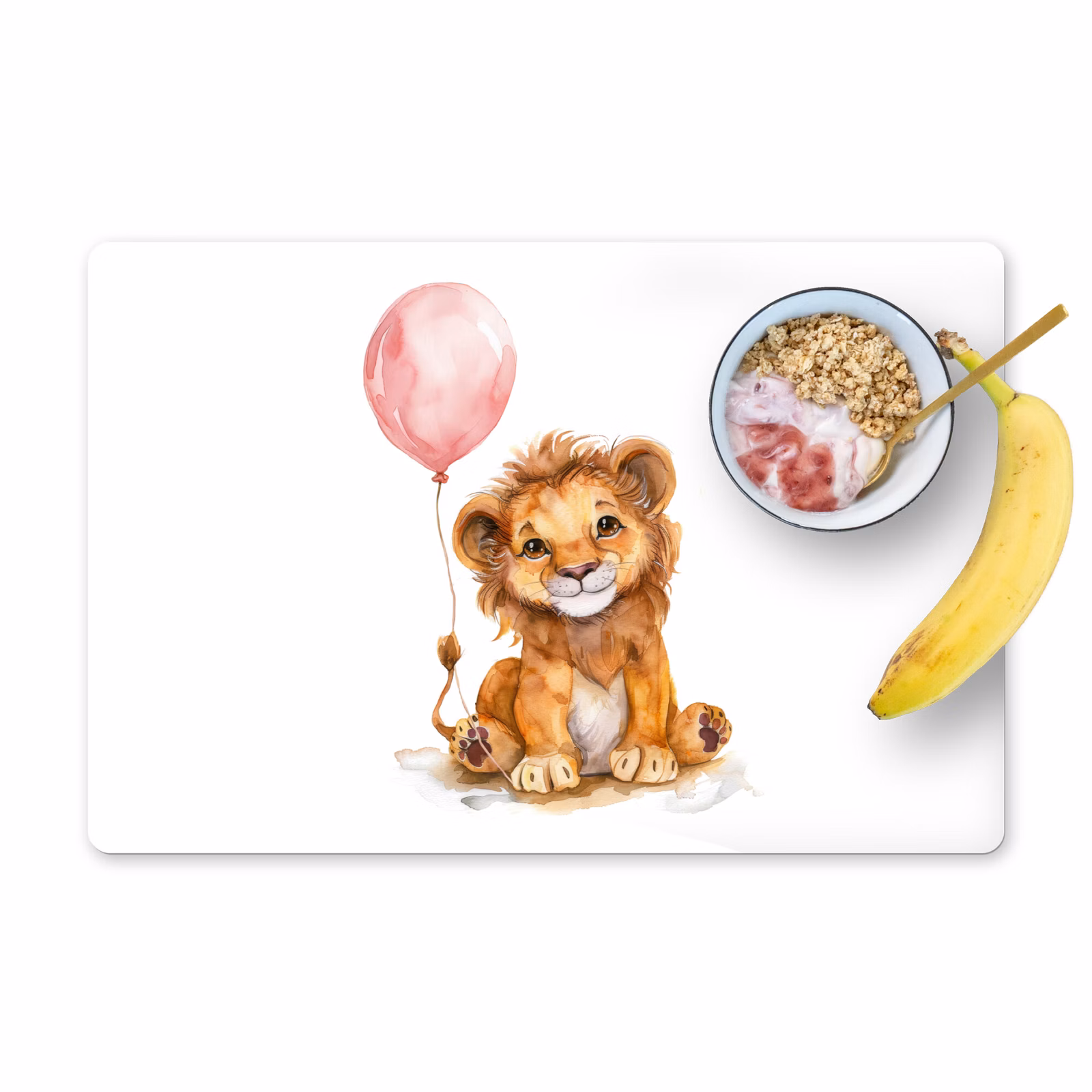 Salvamanteles - León - Bebé animal - Globo rosa — 1