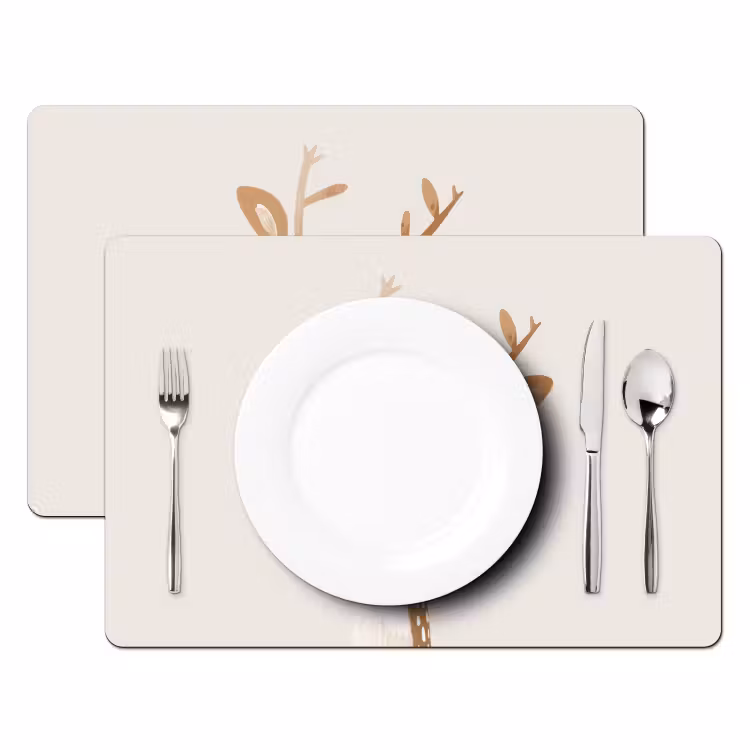 Salvamanteles - Ciervos - Animales del bosque - Beige — 2