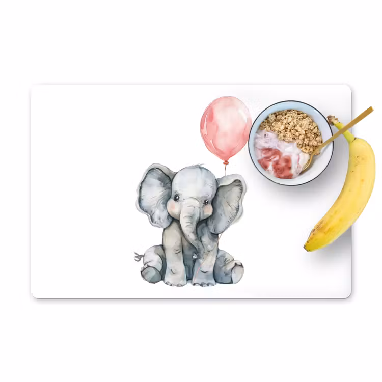 Salvamanteles - Elefante - Bebé animal - Globo rosa — 1