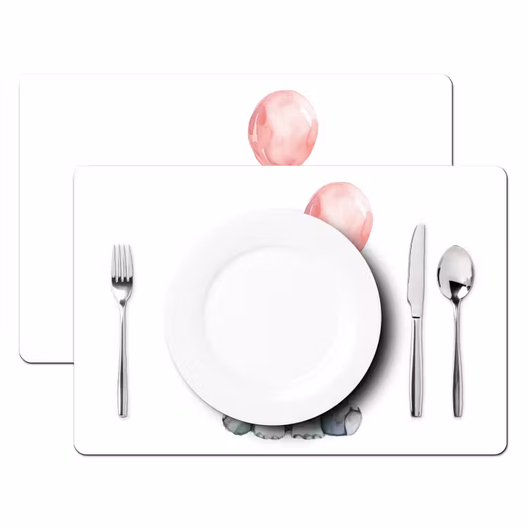 Salvamanteles - Elefante - Bebé animal - Globo rosa — 2