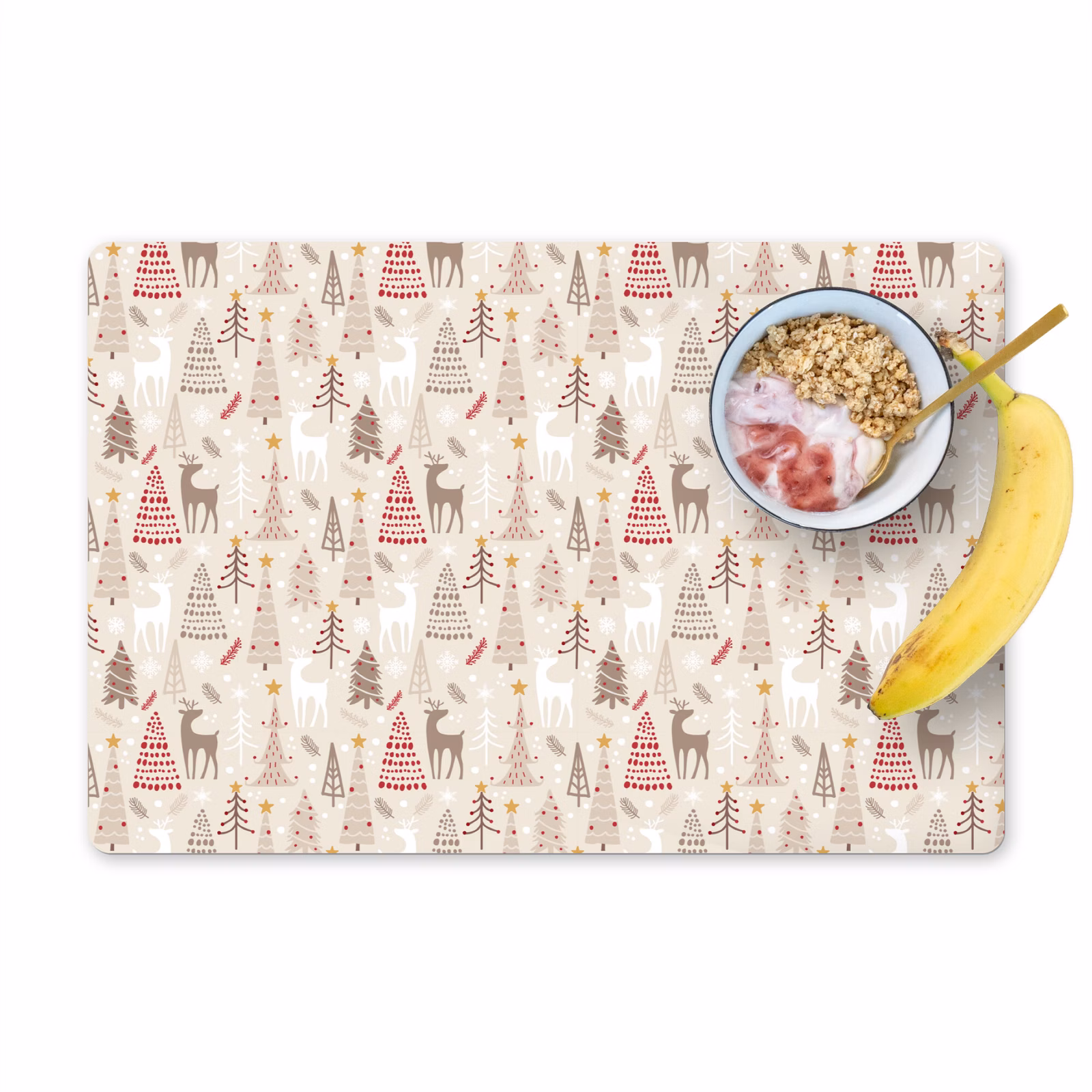 Salvamanteles - Árbol de Navidad - Reno - Beige - Patrones - Navidad — 1