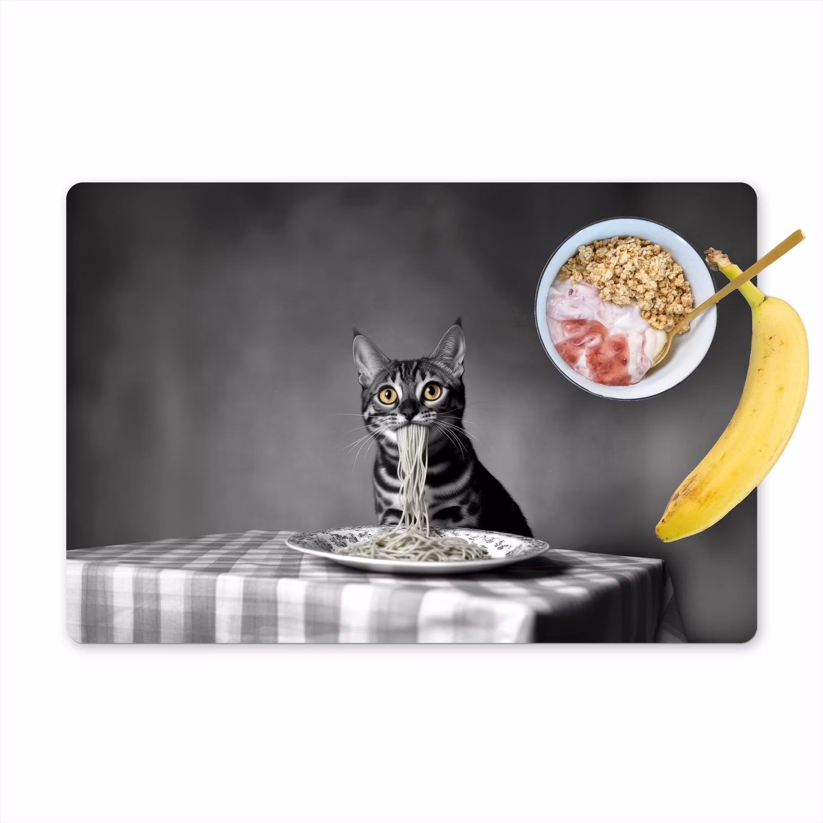 Salvamanteles - Bengala - Gato - Mantel - Negro - Blanco - Animal — 1