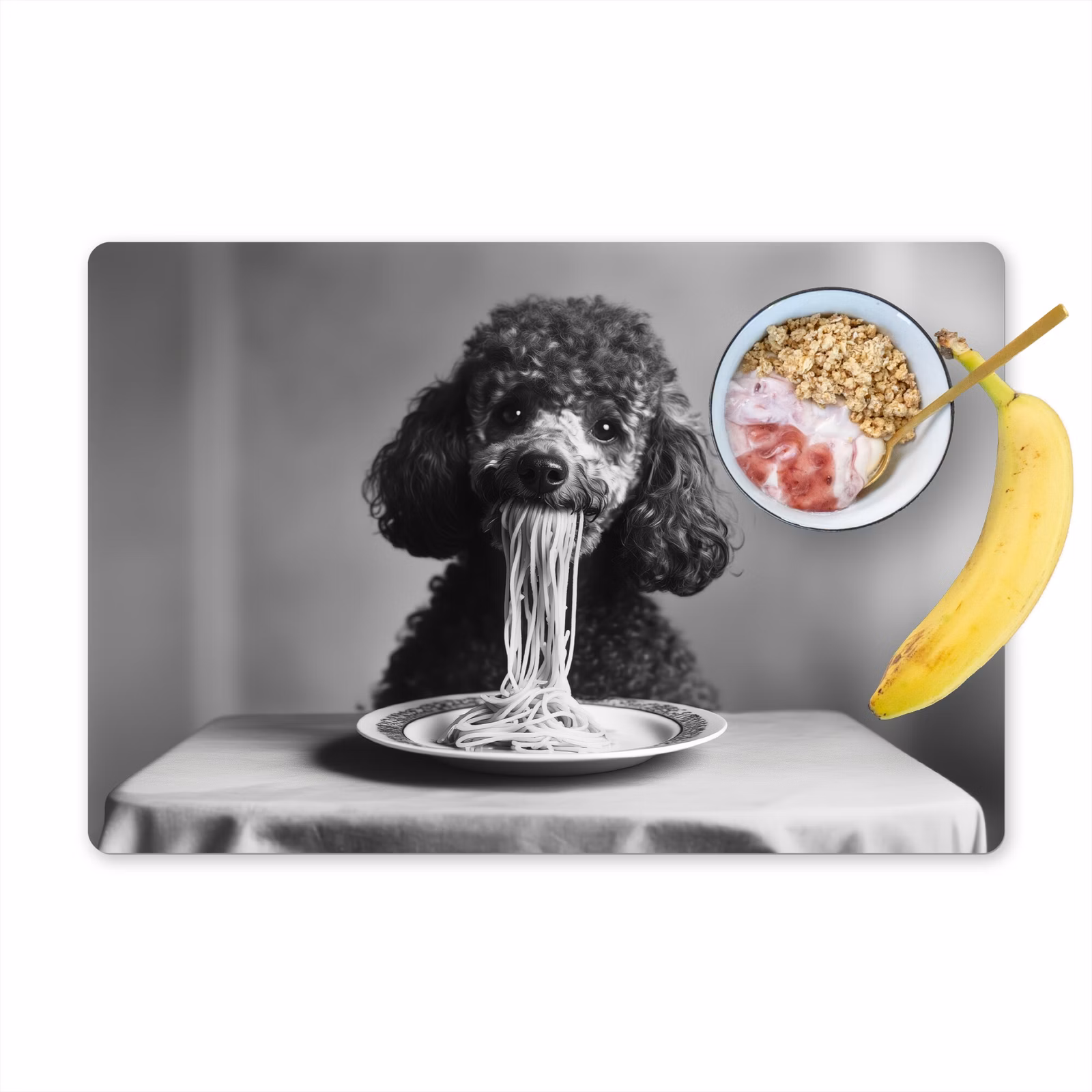 Salvamanteles - Caniche - Perro - Negro - Blanco - Lindo - Pasta — 1