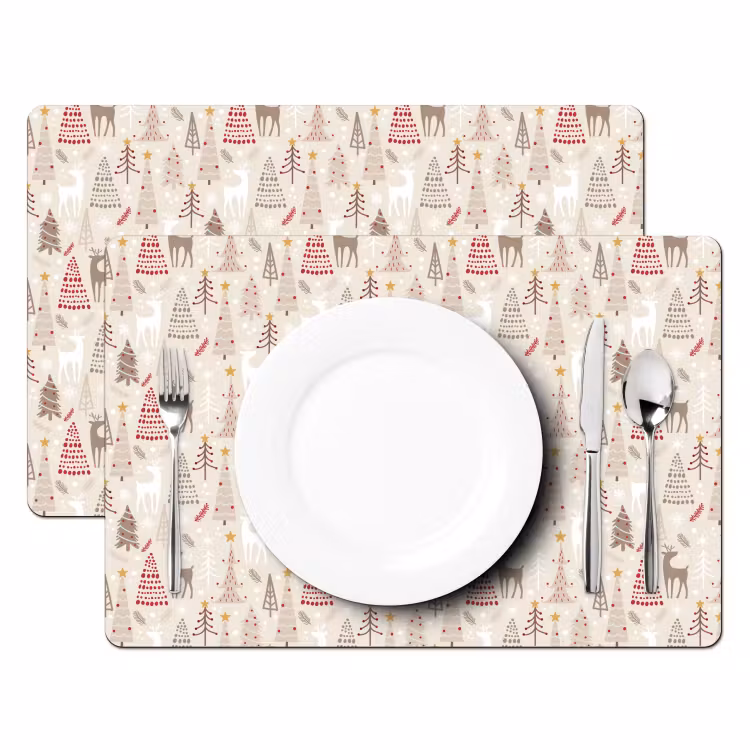 Salvamanteles - Árbol de Navidad - Reno - Beige - Patrones - Navidad — 2